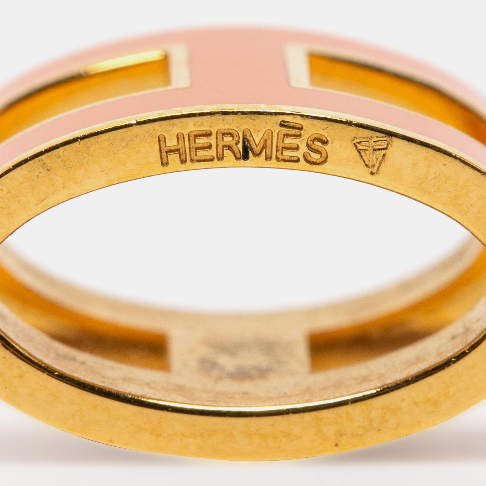 Hermès Orange Lacquer Gold Plated Pop H Pendant 1
