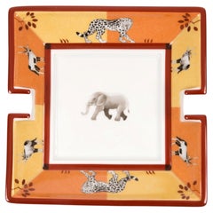 Hermes Orange Large square African Porcelain Ashtray Organizer