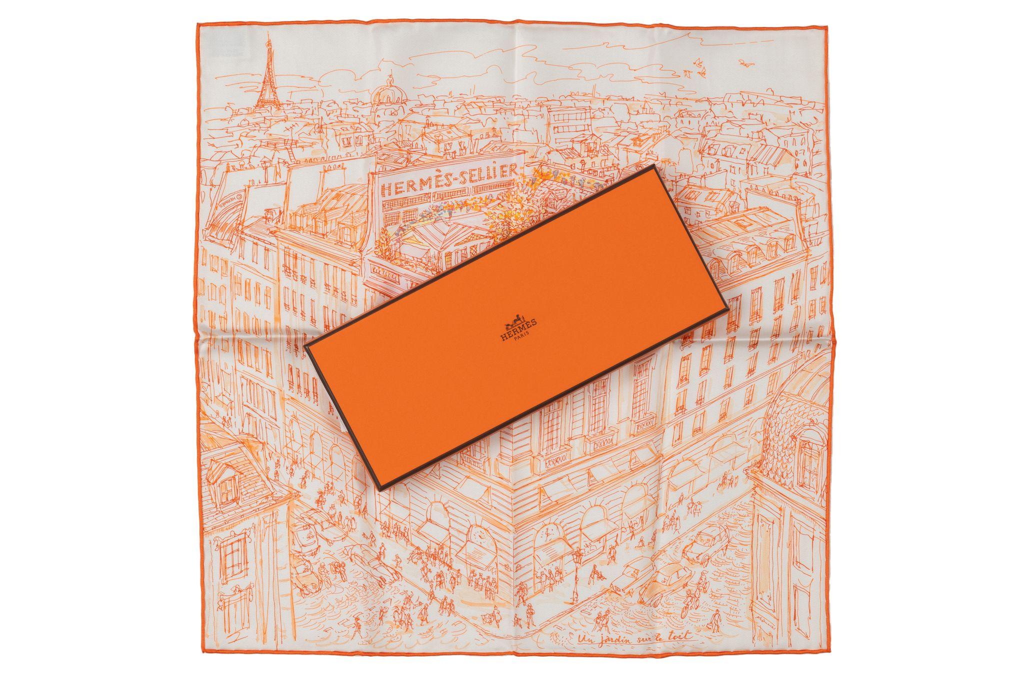 Brand new in box Hermès silk gavroche orange 