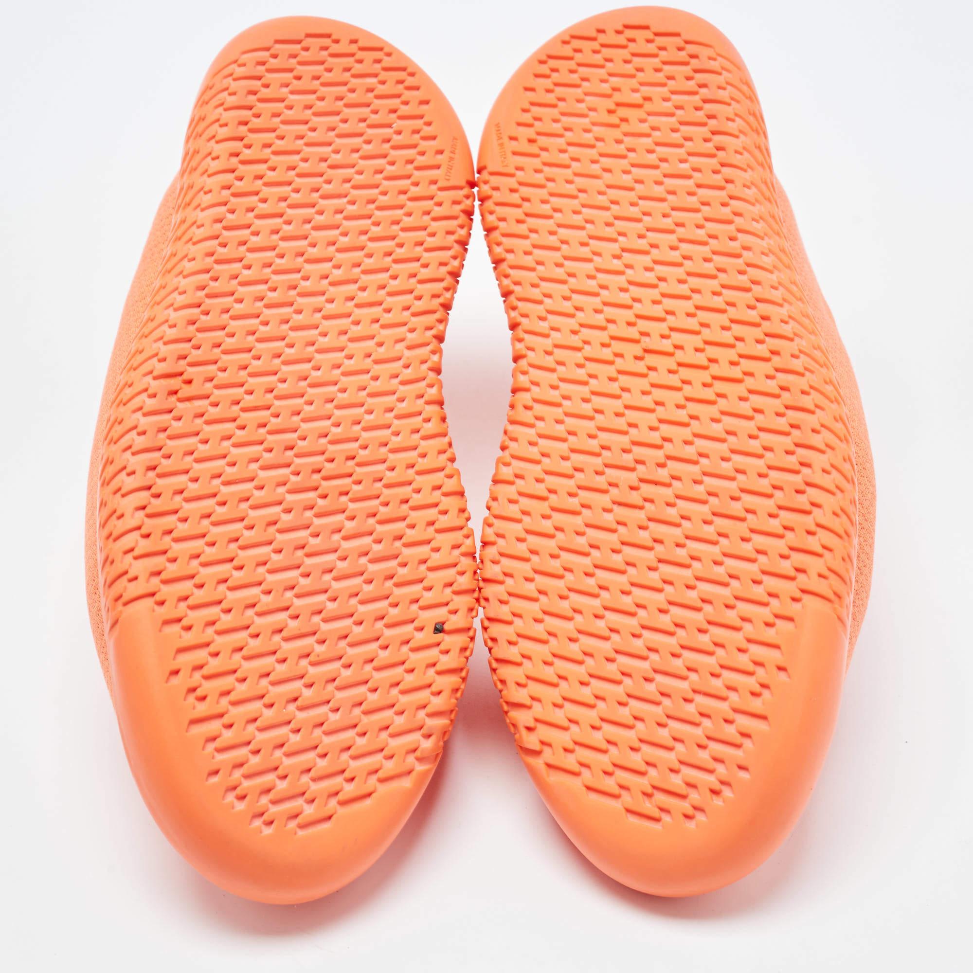 Hermès Orange Leather and Neoprene Low Top Sneakers Size 36 3