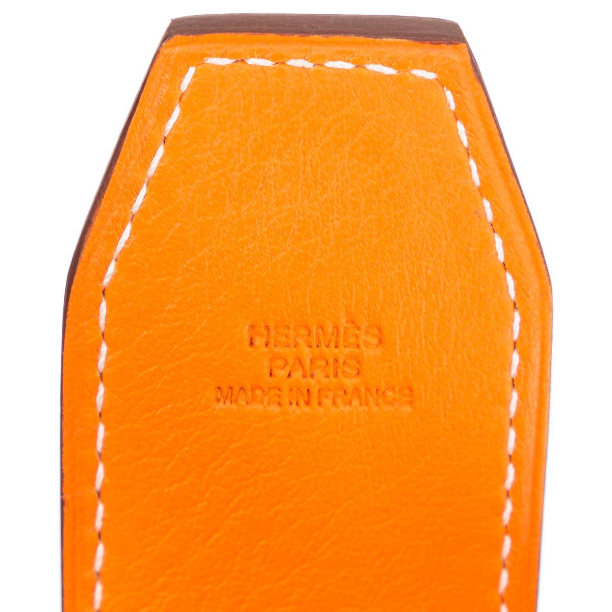 Orange HERMES orange leather AT'H SET OF 2 MAGNETS Money Clip 