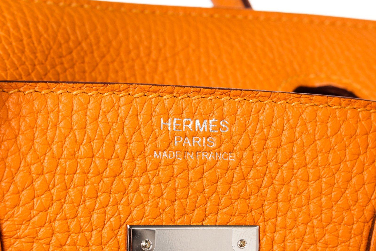 Women's or Men's Hermes Orange Leather Birkin 30cm Shoulder Bag