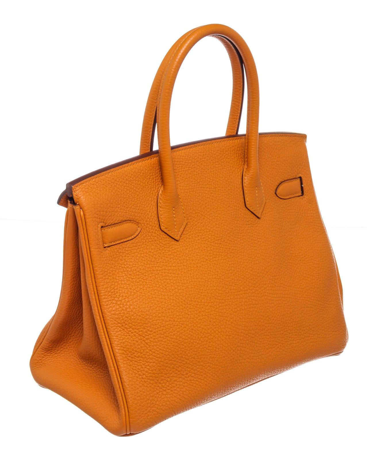 Hermes Orange Leather Birkin 30cm Shoulder Bag 3