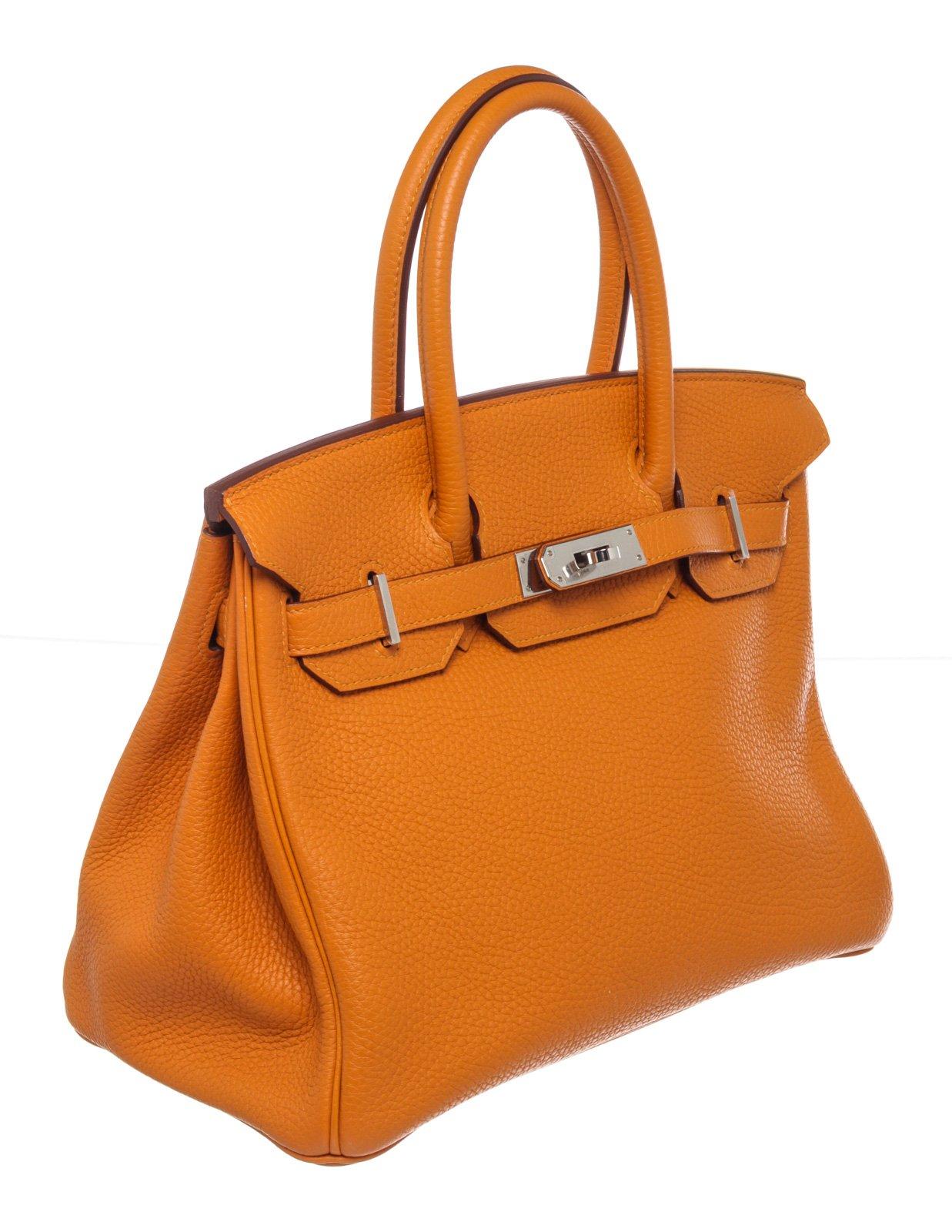 Hermes Orange Leather Birkin 30cm Shoulder Bag 4