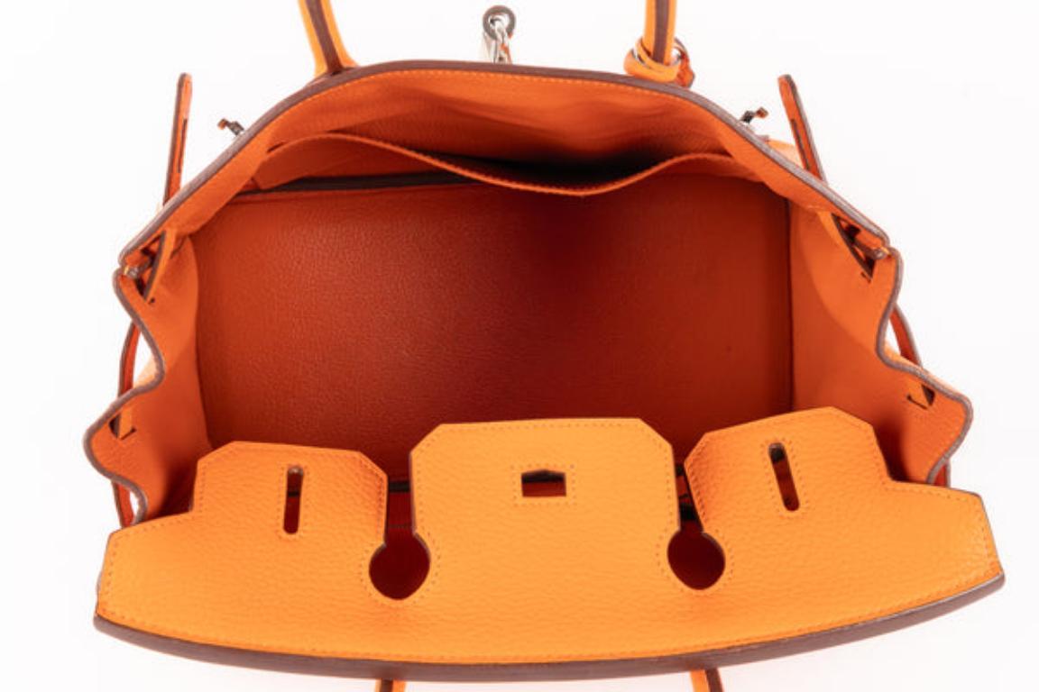 Hermès Birkin Bag aus orangefarbenem Leder, 2010 im Angebot 7