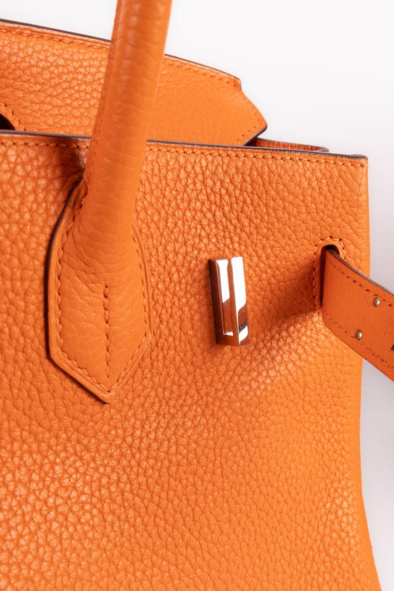 Hermès Orange Leather Birkin Bag, 2010 For Sale 5