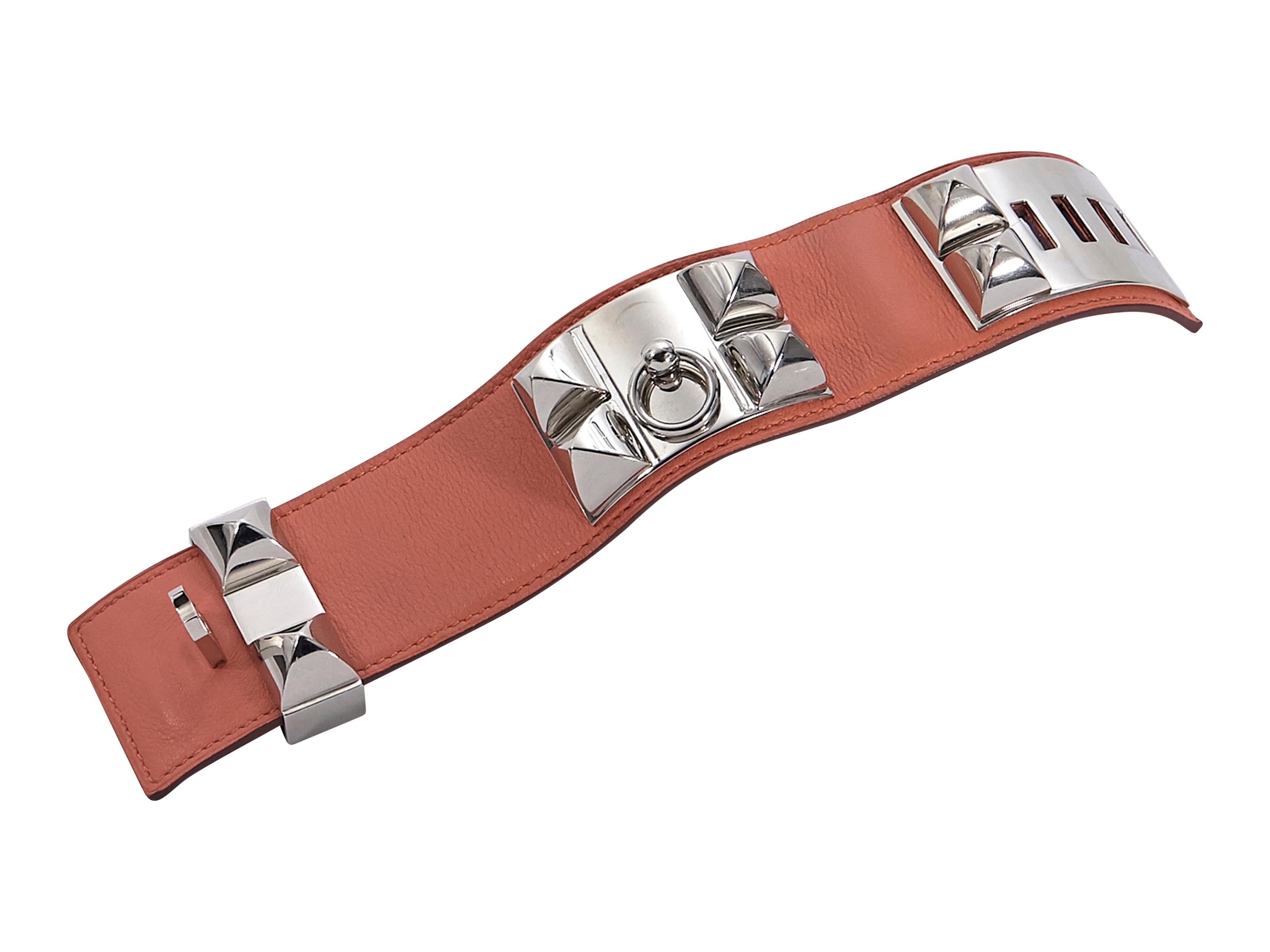 Hermes Orange Leather Collier de Chien Bracelet In Good Condition In New York, NY