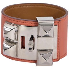 Hermes Orange Leather Collier de Chien Bracelet