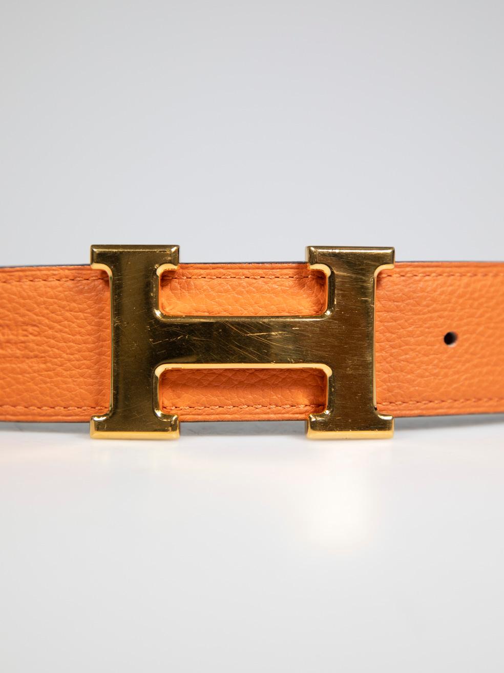 Hermès Orange Leather Constance H Belt 1