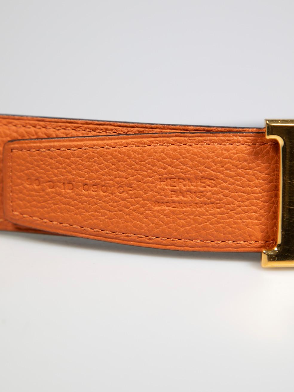 Hermès Orange Leather Constance H Belt 2