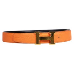 Hermès Orange Leather Constance H Belt