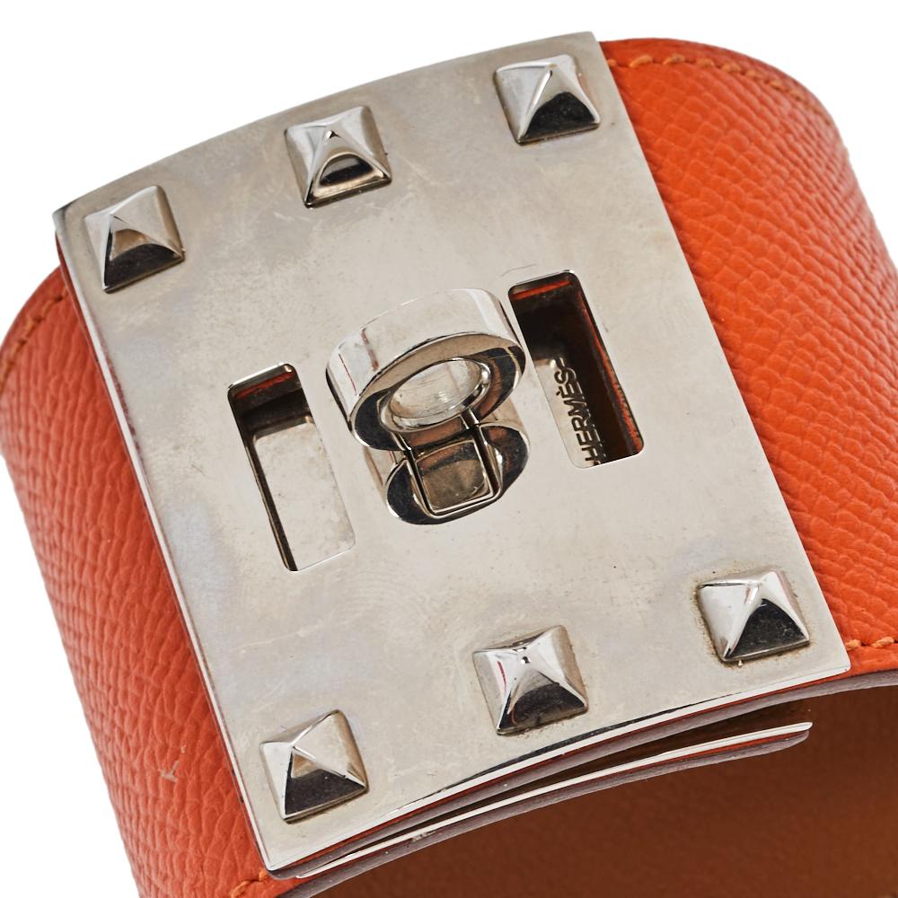 Hermès Orange Leather Extreme Kelly Bracelet S 2