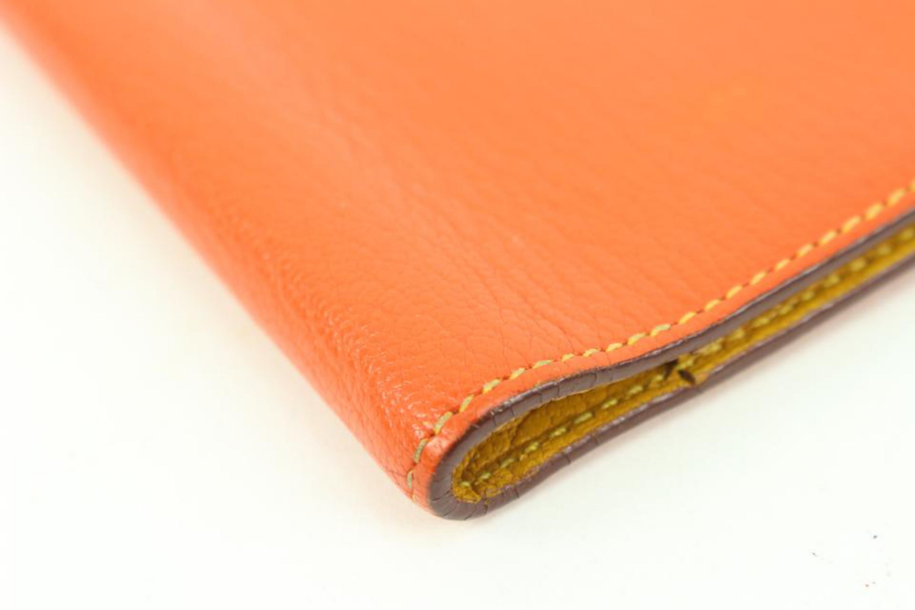 Women's Hermès Orange Leather Globe Trotter Agenda Cover PM 11h426s For Sale