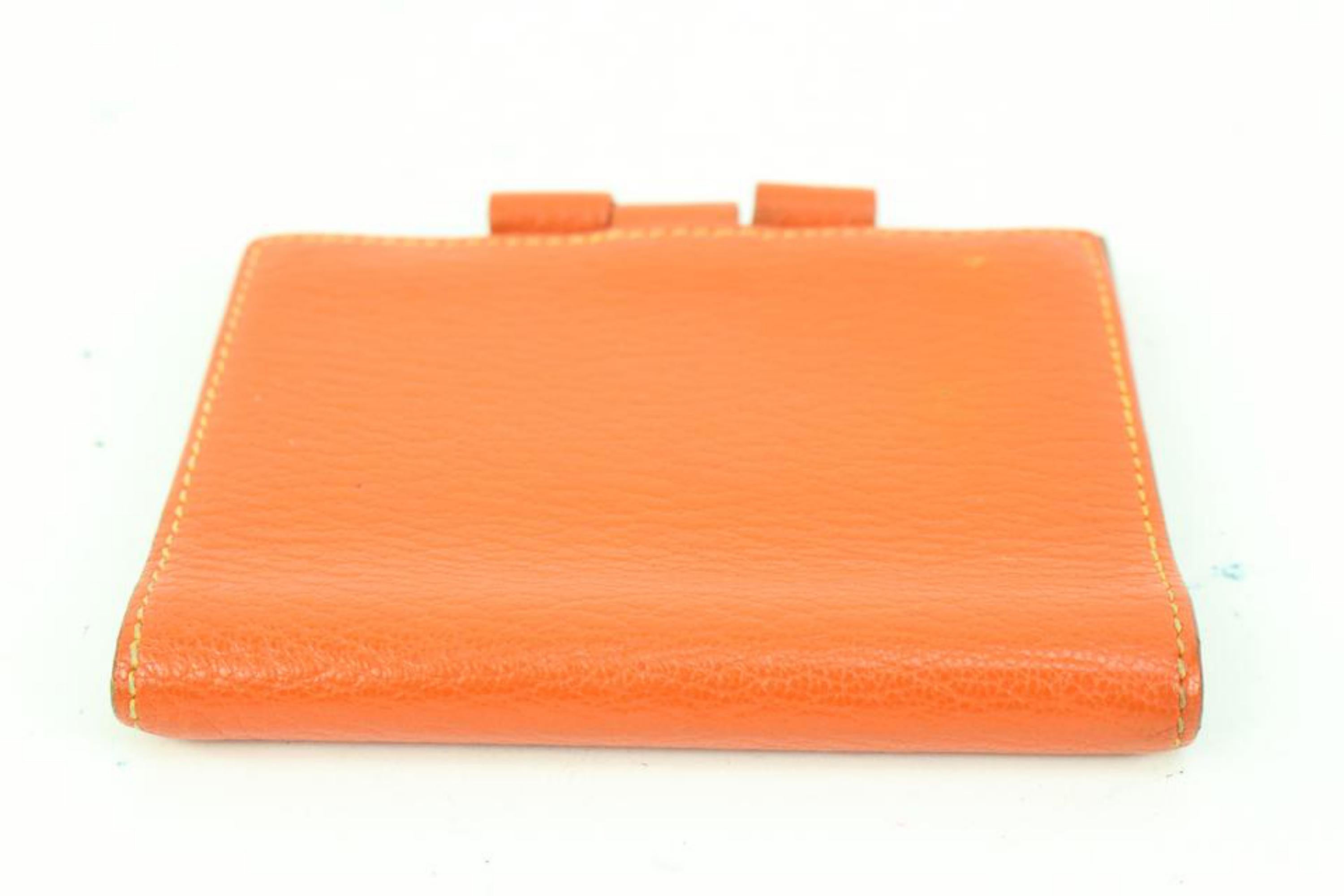 Hermès Orange Leather Globe Trotter Agenda Cover PM 11h426s For Sale 1