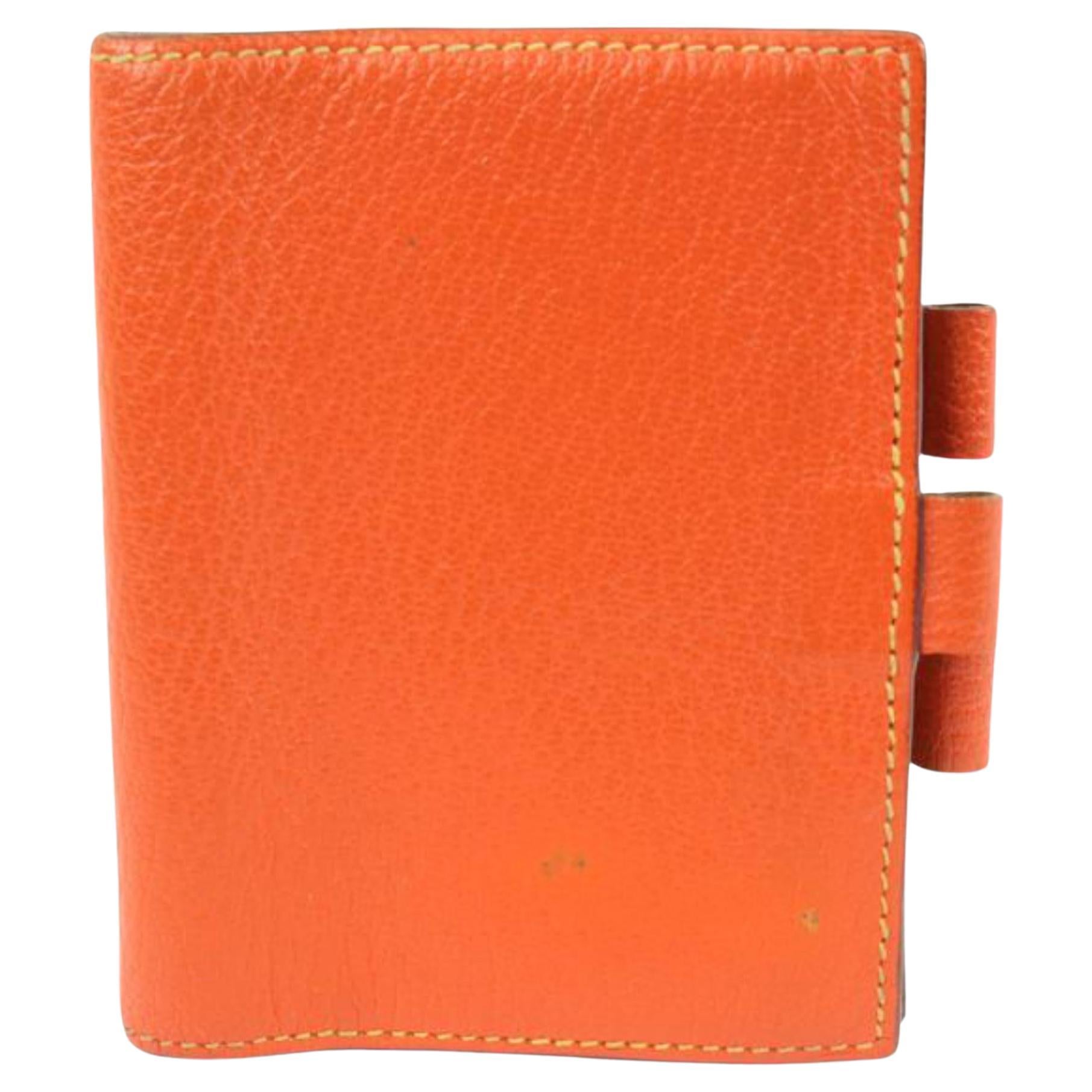 Hermès Orange Leather Globe Trotter Agenda Cover PM 11h426s For Sale