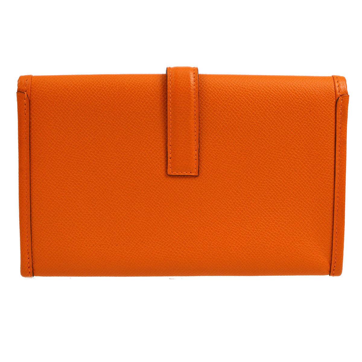 Hermes Orange Leather 'H' Jige Small Mini Logo Evening Clutch Flap Bag In Excellent Condition In Chicago, IL