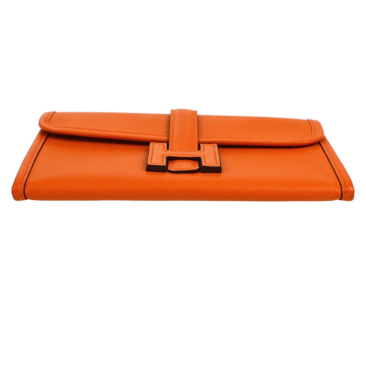 Women's Hermes Orange Leather 'H' Jige Small Mini Logo Evening Clutch Flap Bag