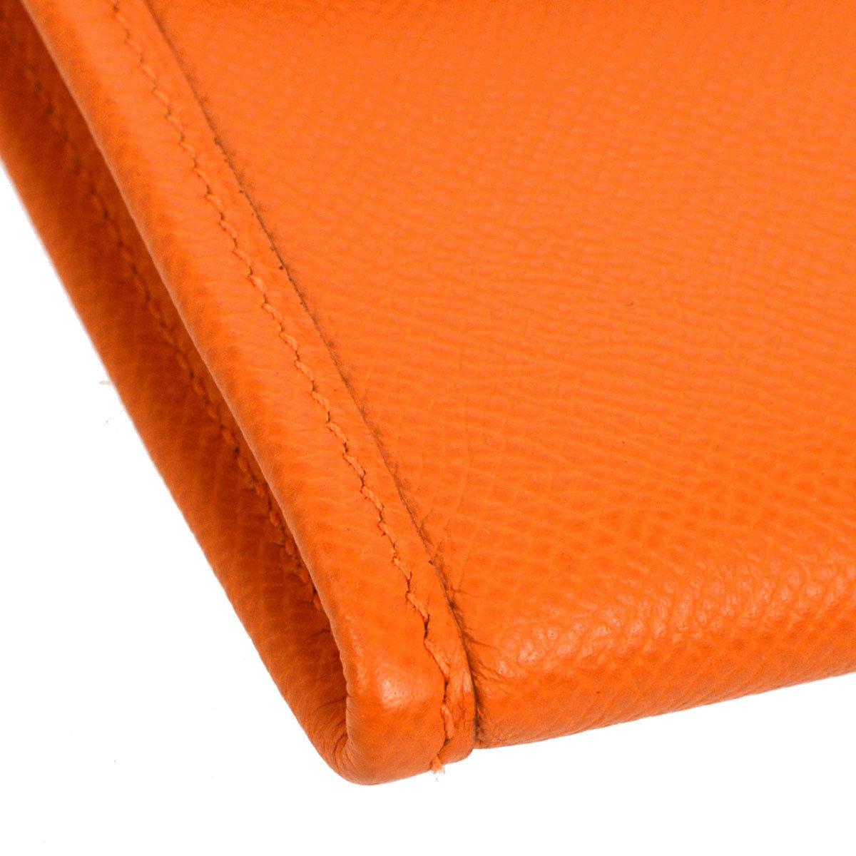 Hermes Orange Leather 'H' Jige Small Mini Logo Evening Clutch Flap Bag 1