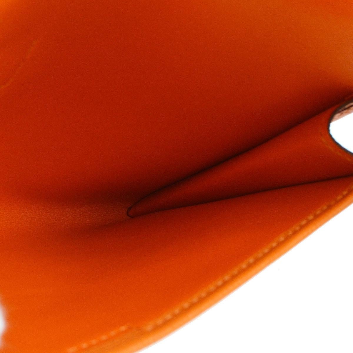 Hermes Orange Leather 'H' Jige Small Mini Logo Evening Clutch Flap Bag 2