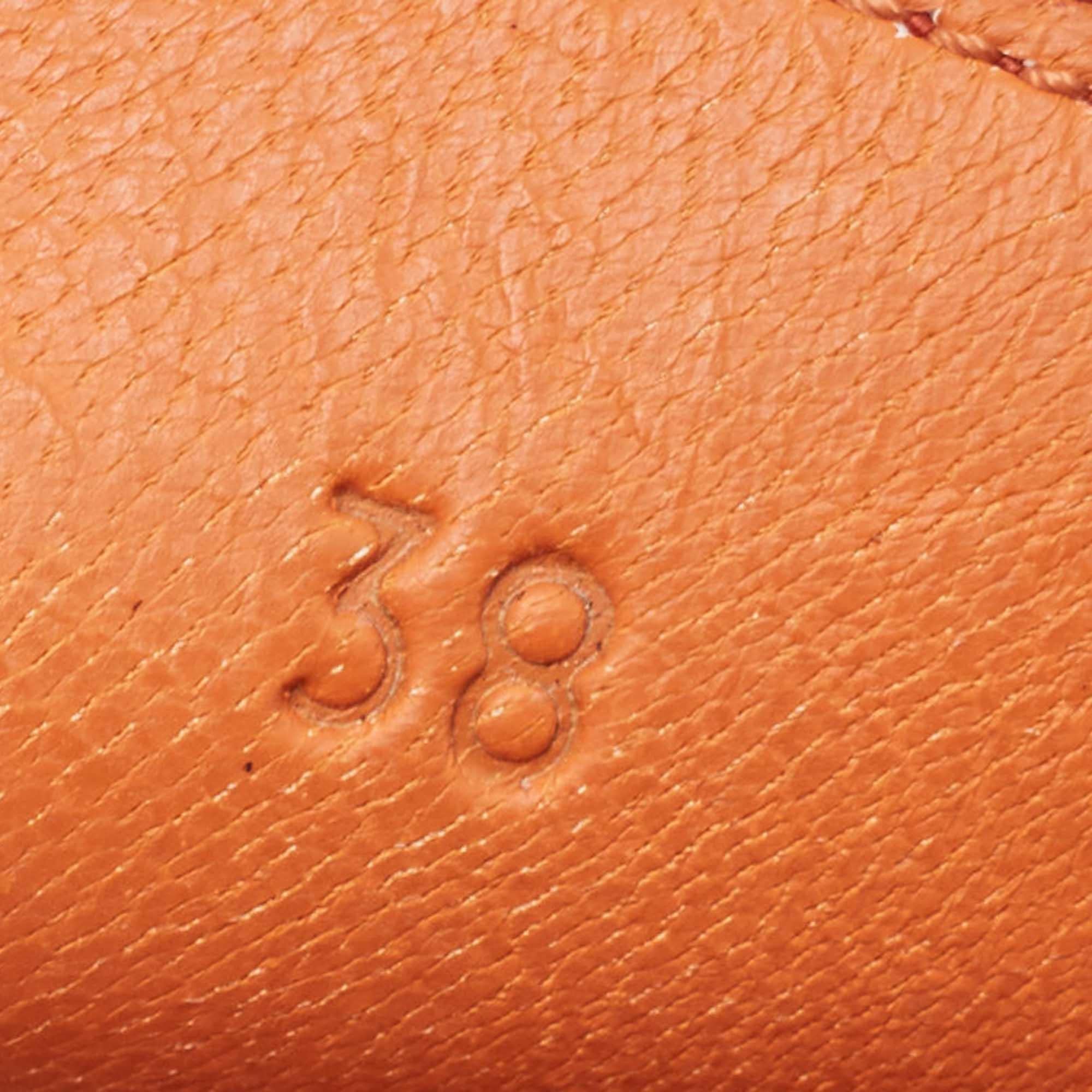 Women's Hermes Orange Leather Irving Slip On Loafers Size 38