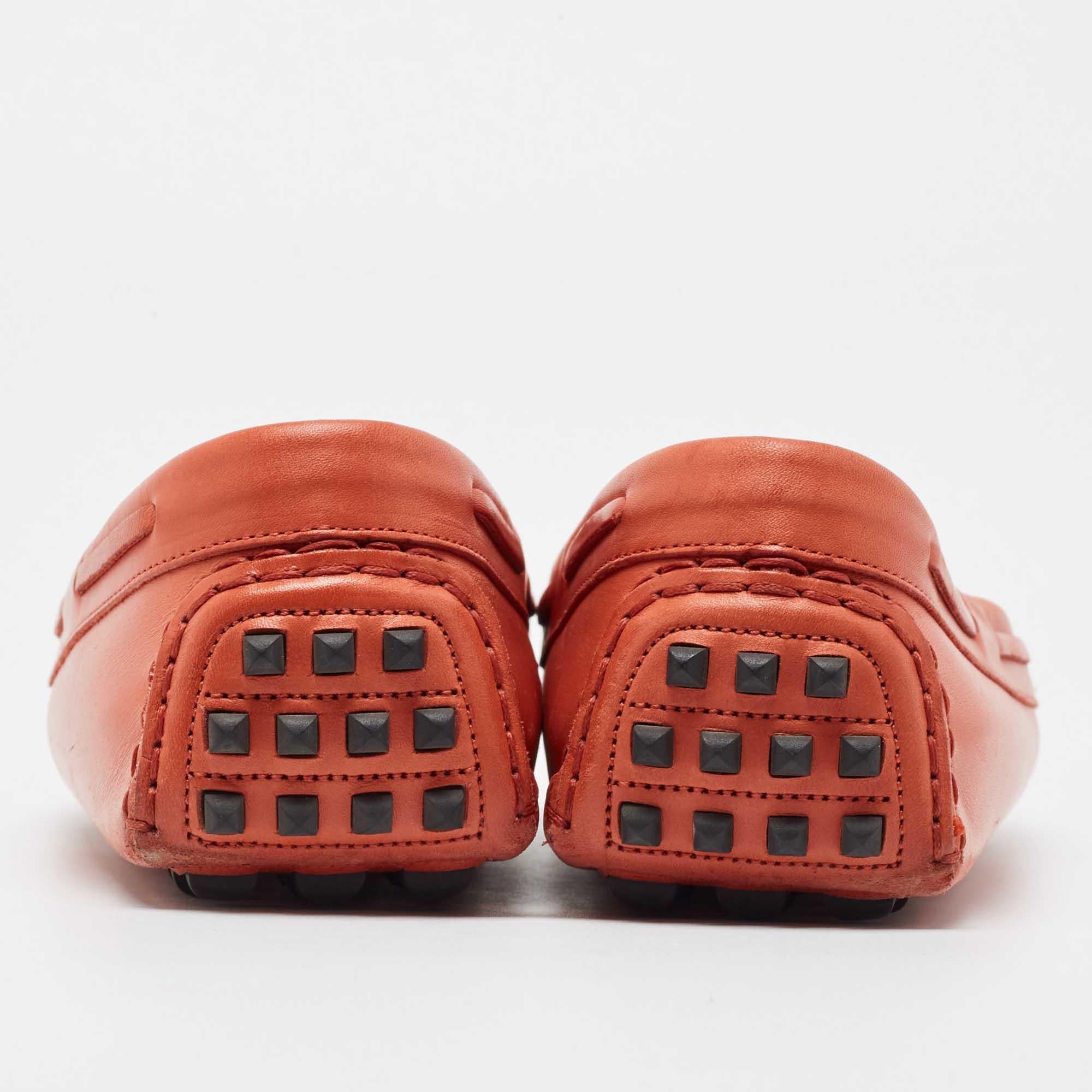 Hermes Orange Leather Irving Slip On Loafers Size 38 3