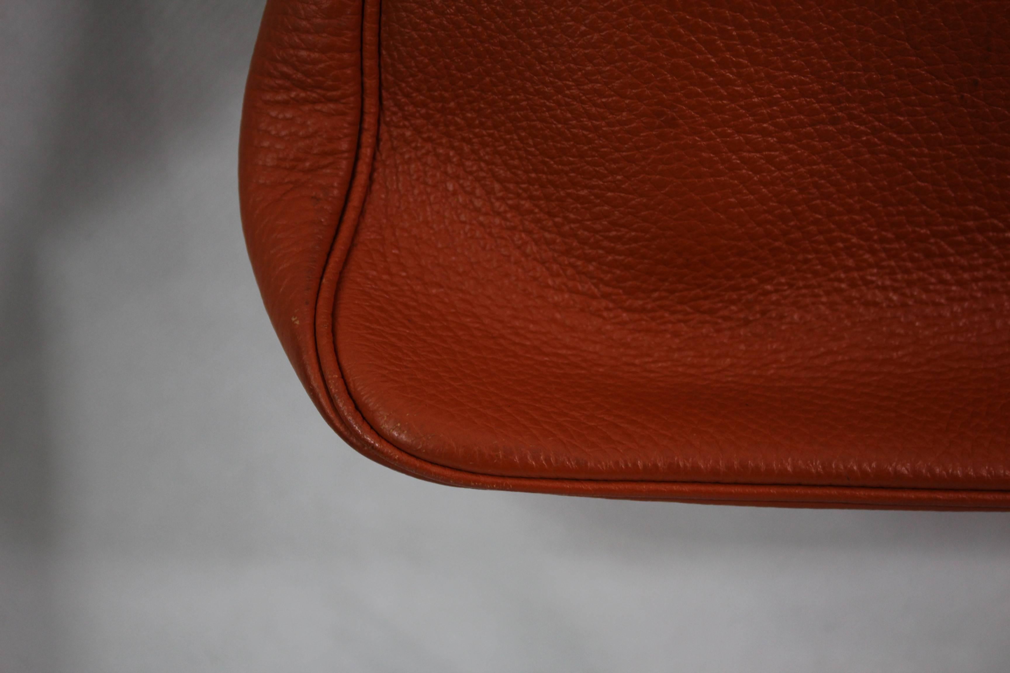 Red Hermes Orange Leather Massai MM Bag For Sale