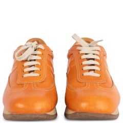 HERMES orange leather QUICK Sneakers Shoes 38