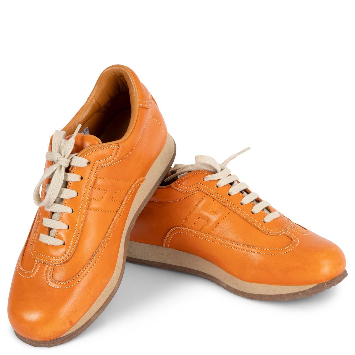 Women's HERMES orange leather QUICK Sneakers Shoes 38