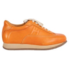 HERMES orange leather QUICK Sneakers Shoes 38