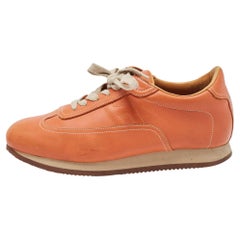 Hermes Orange Leather Quick Sneakers Size 42.5