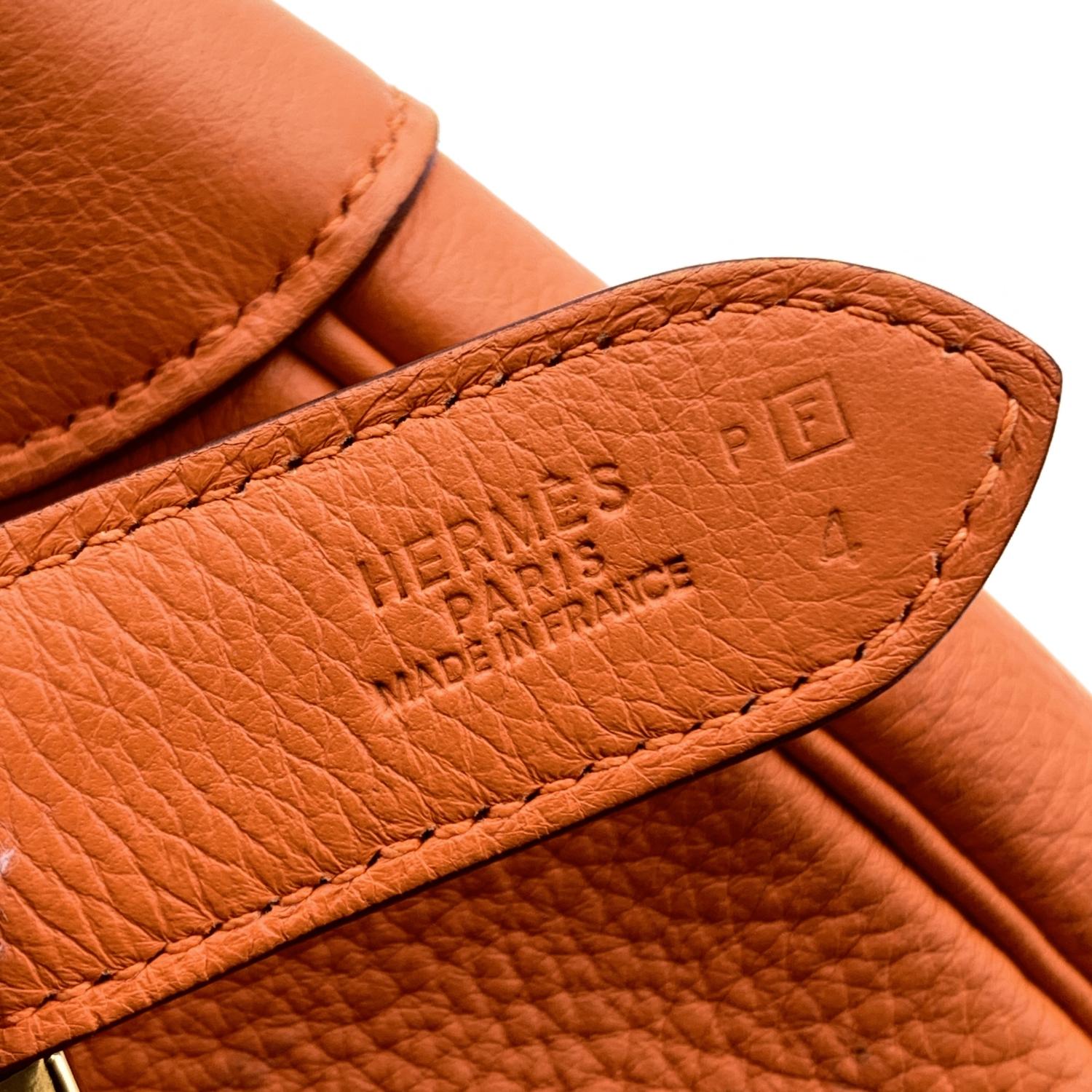 Women's Hermes Orange Leather Sac Trim II 35 Hobo Shoulder Bag