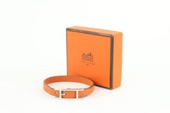 Hermès Orange Leather Silver H Api Bracelet 16h23
