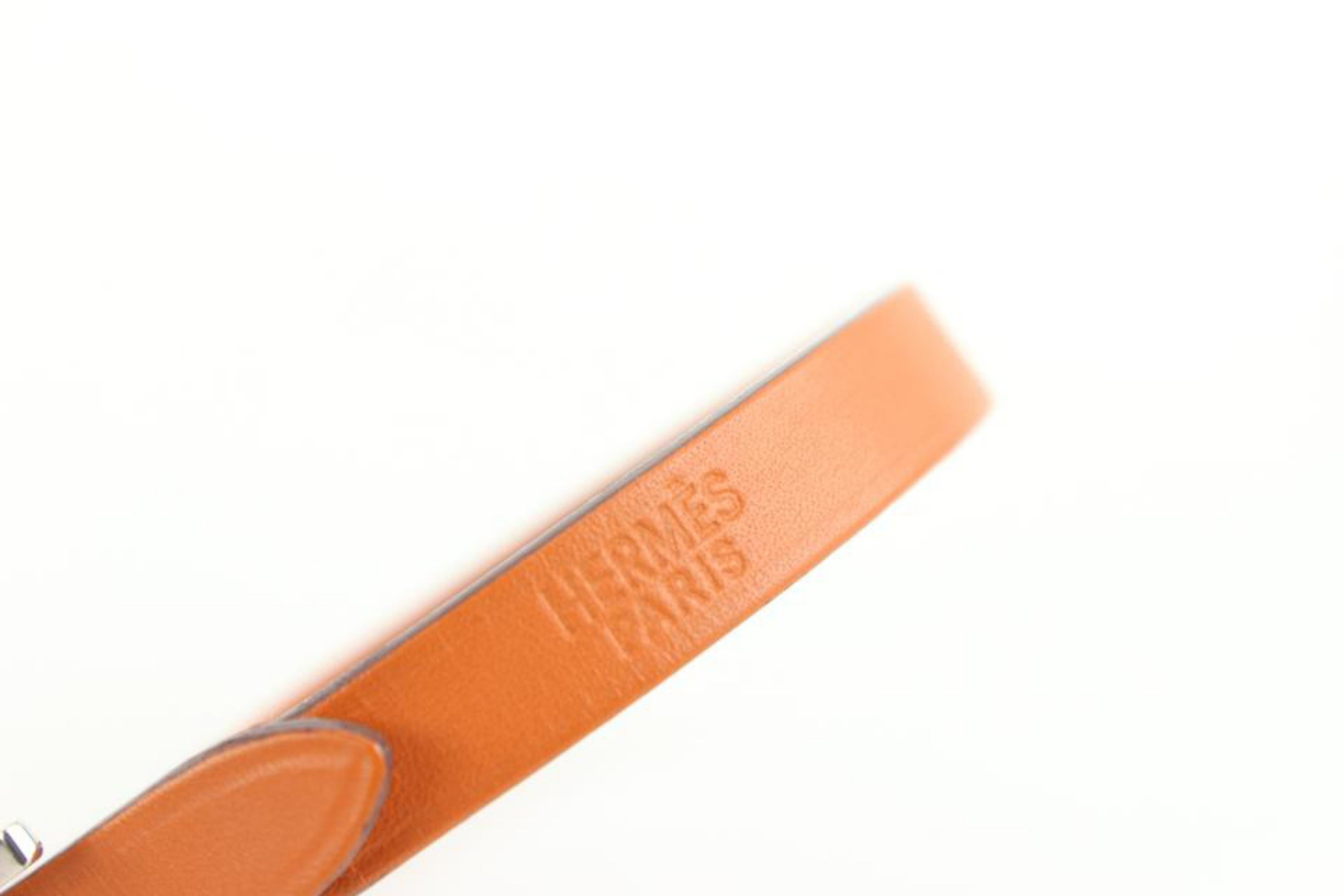 Hermès Bracelet en cuir orange et argent H Api 16h23 Bon état - En vente à Dix hills, NY