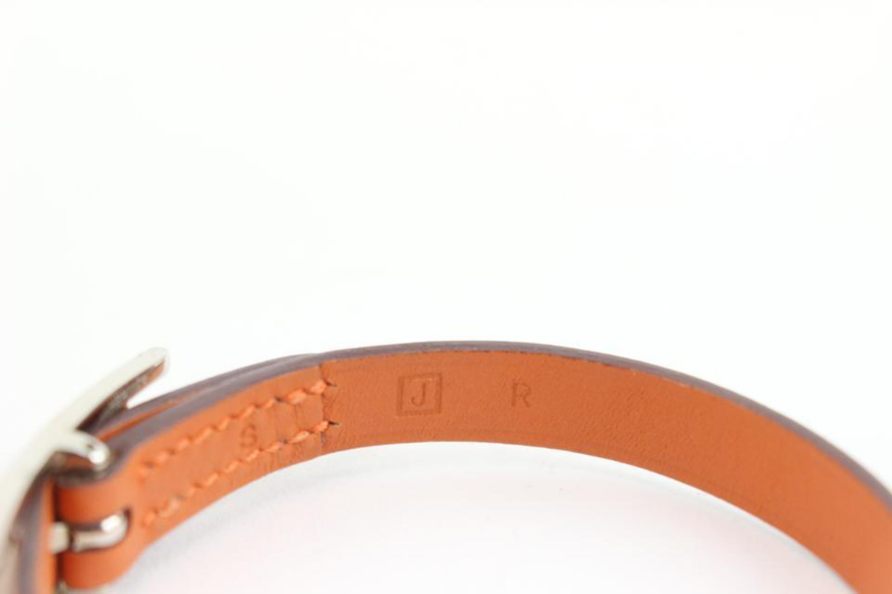 Hermès Bracelet en cuir orange et argent H Api 16h23 Pour femmes en vente