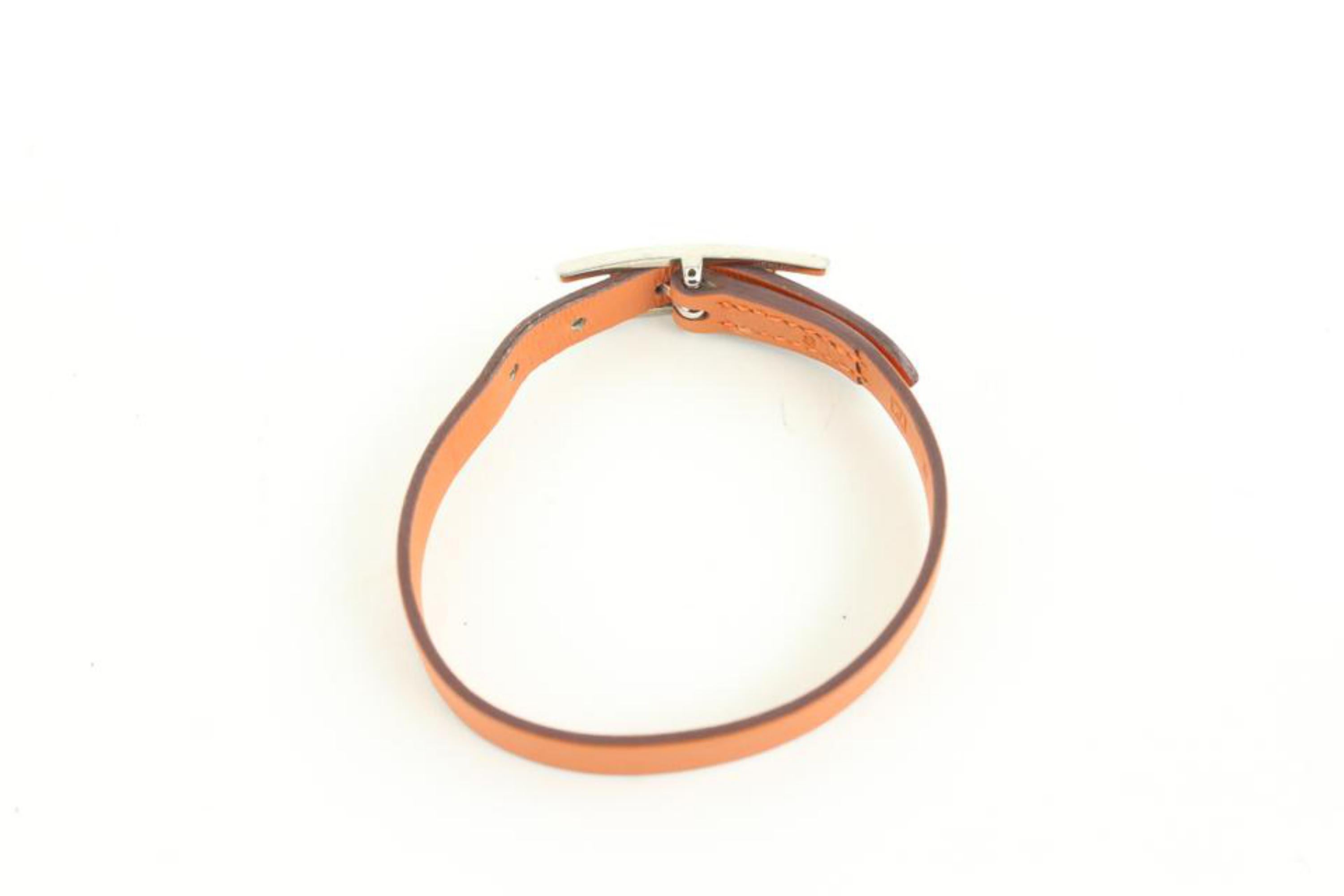 Hermès Bracelet en cuir orange et argent H Api 16h23 en vente 2