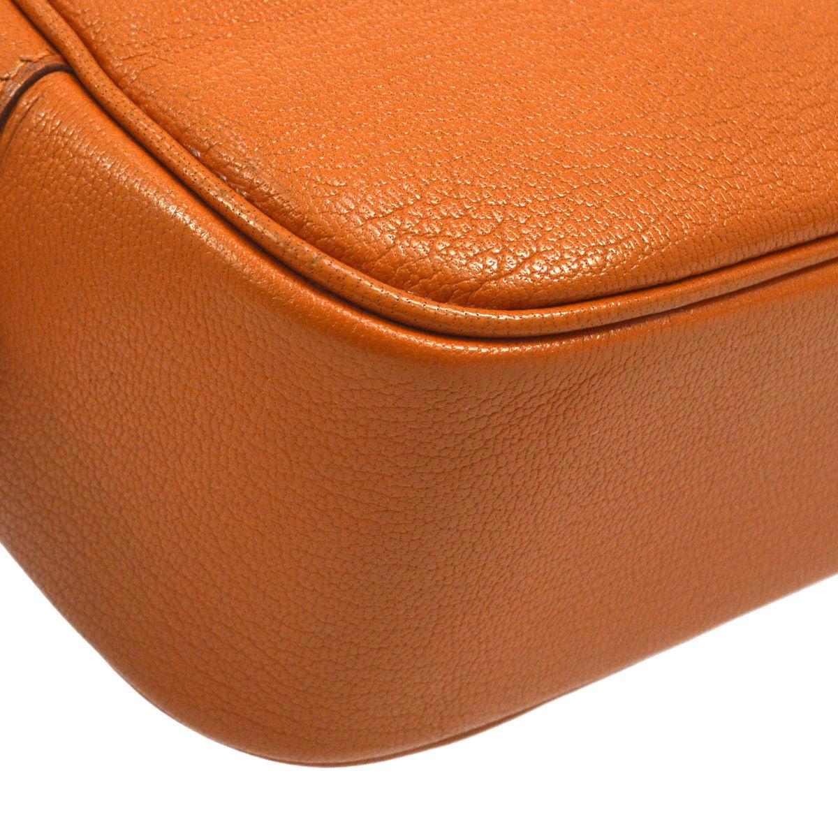 Hermes Orange Leather Silver Small Carryall Top Handle Satchel Bag  1
