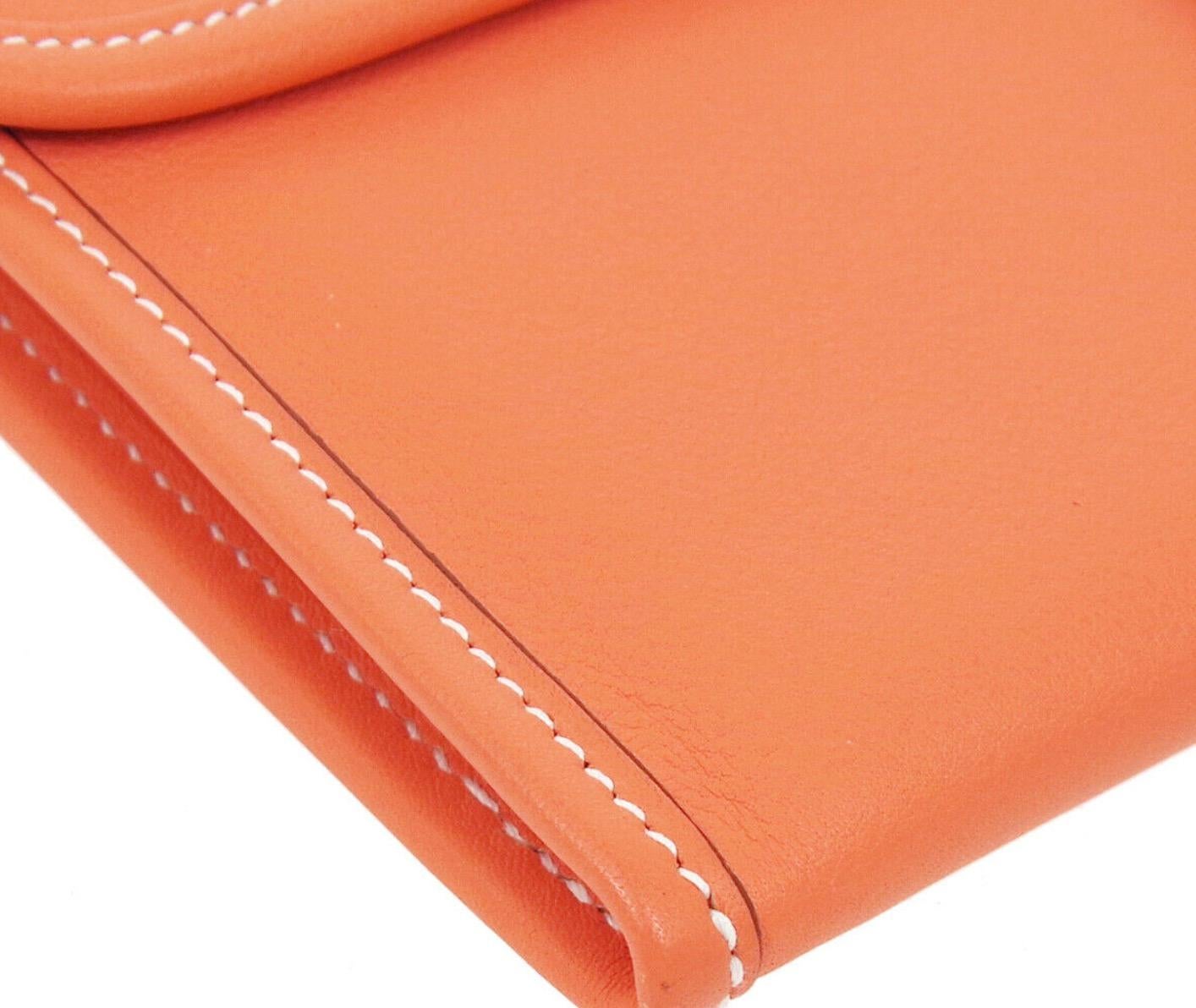 Hermes Orange Leather Small Top Handle Evening 2 in 1 Clutch Wallet Bag 2