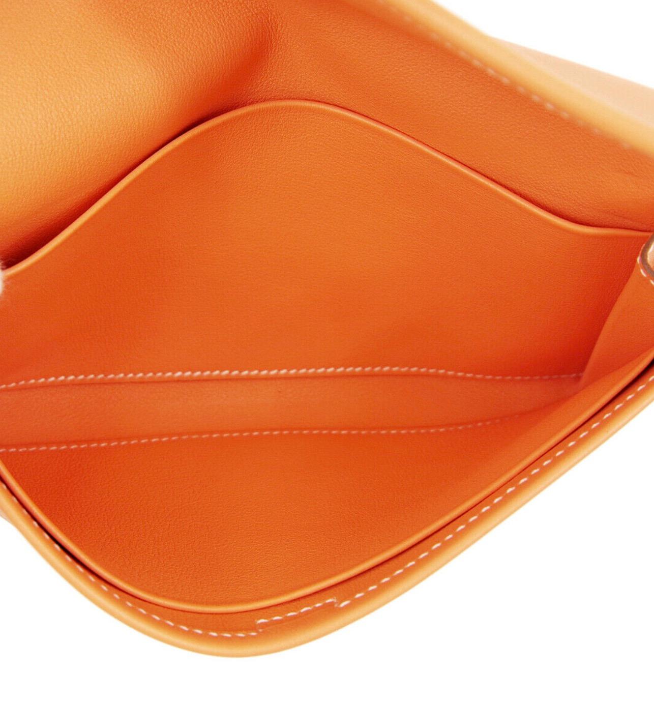 Hermes Orange Leather Small Top Handle Evening 2 in 1 Clutch Wallet Bag 3