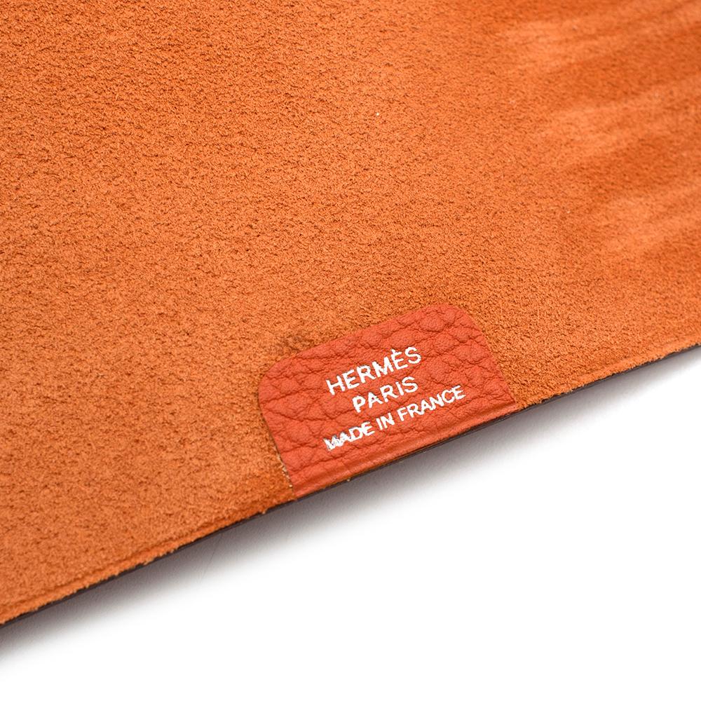 Women's or Men's Hermes Orange Leather Small Ulysse Notebook Cover & Refills