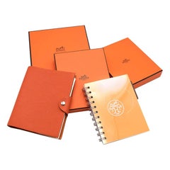 Hermes Cuir Orange Petit Ulysse Couverture de carnet de notes & Recharges