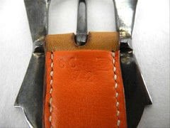Hermes Orange Limited Edition Touareg Sterling Silver 219422 Belt
