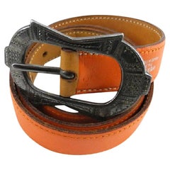 Hermes Orange Limited Edition Touareg Sterling Silver 219422 Belt