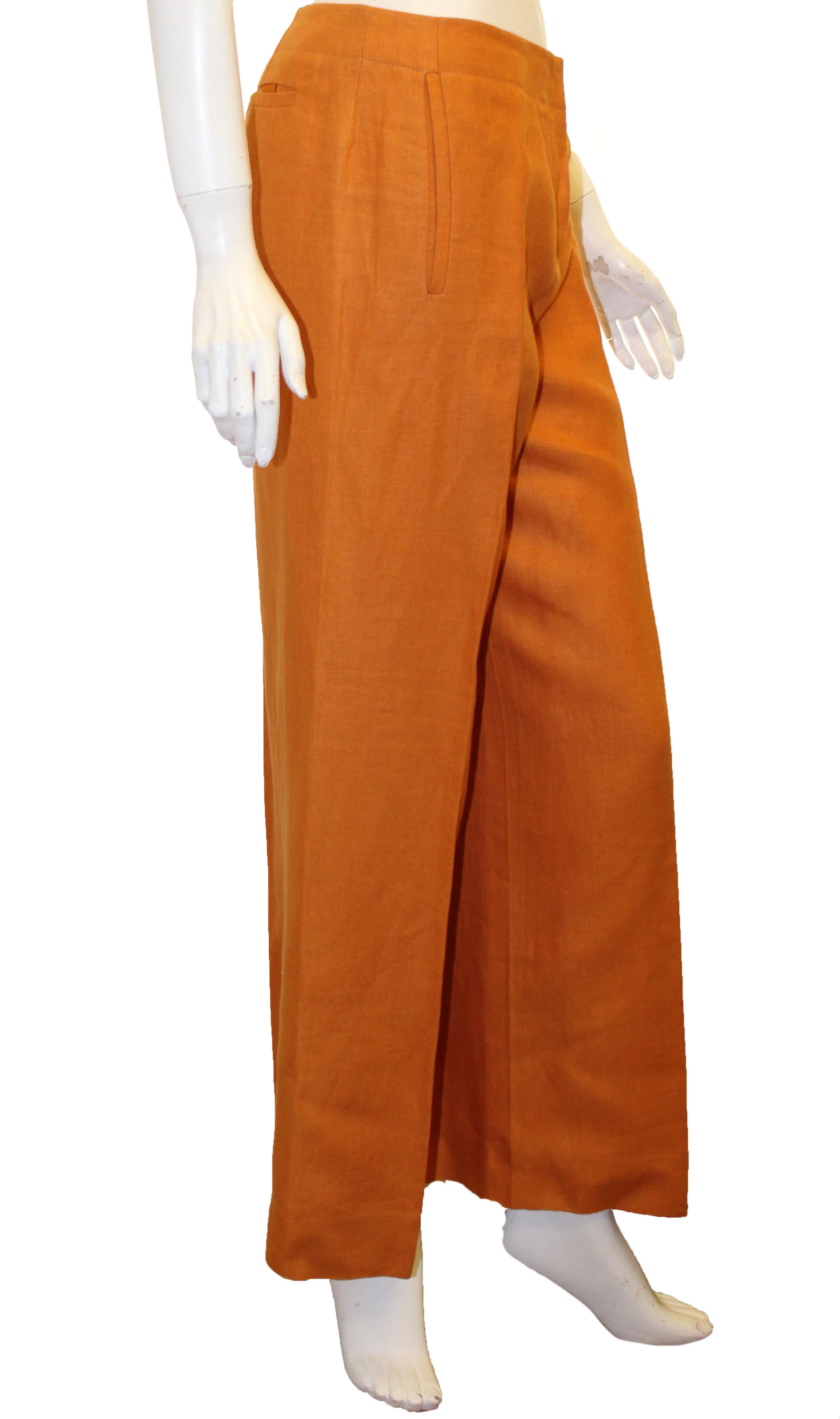 orange linen pants
