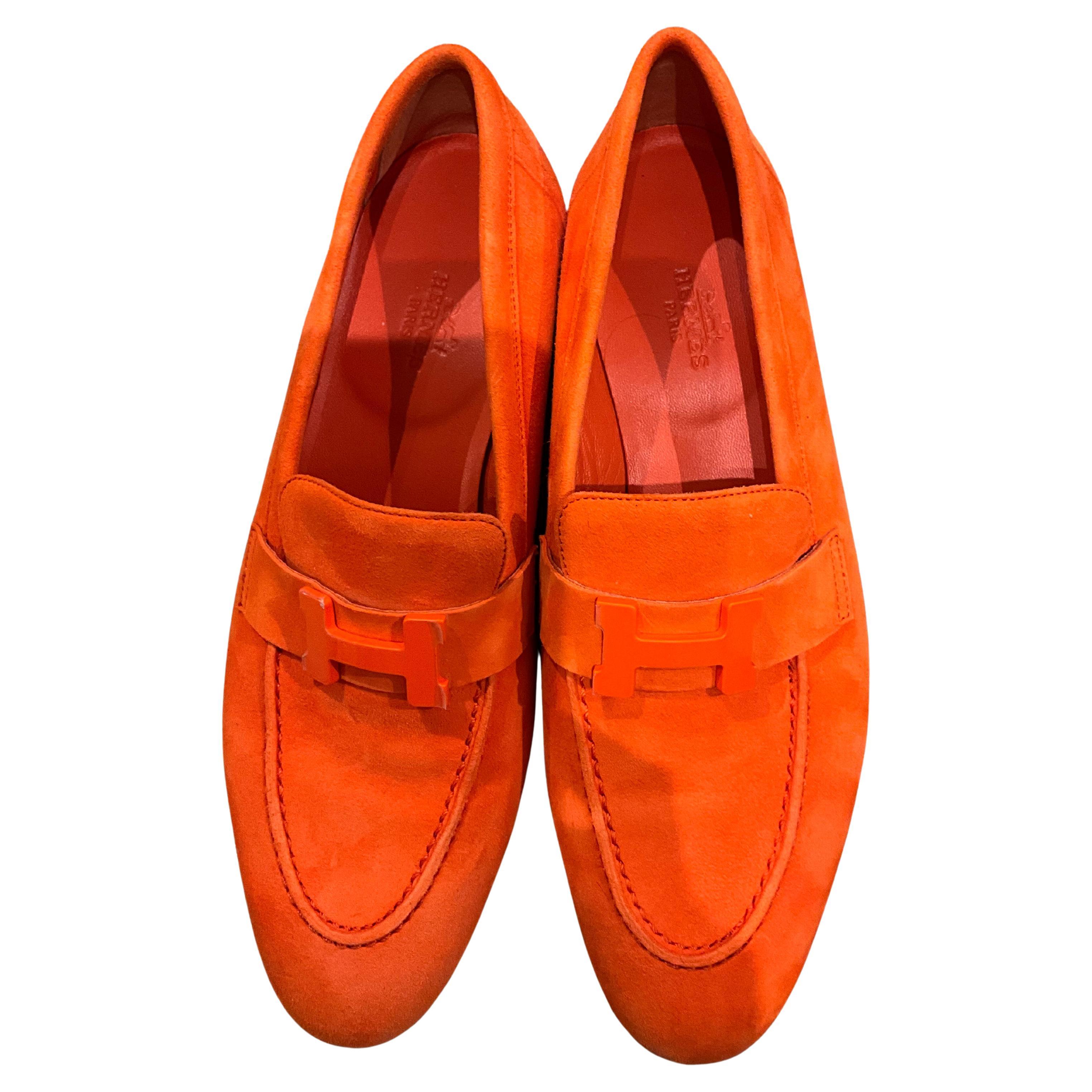 Hermes Orange Loafers - For Sale on 1stDibs display picture 2