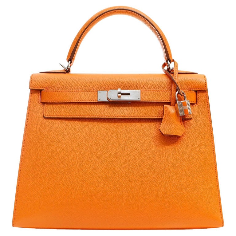 Hermes Kelly Sellier Ostrich 28 Tangerine - US