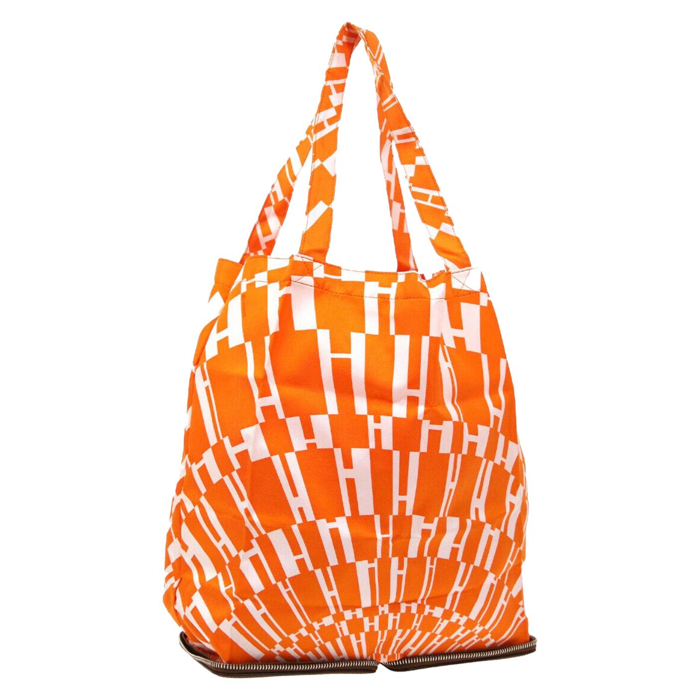 Hermes Orange Men's Women's Beach Travel Foldable Shoulder Carryall Tote Bag