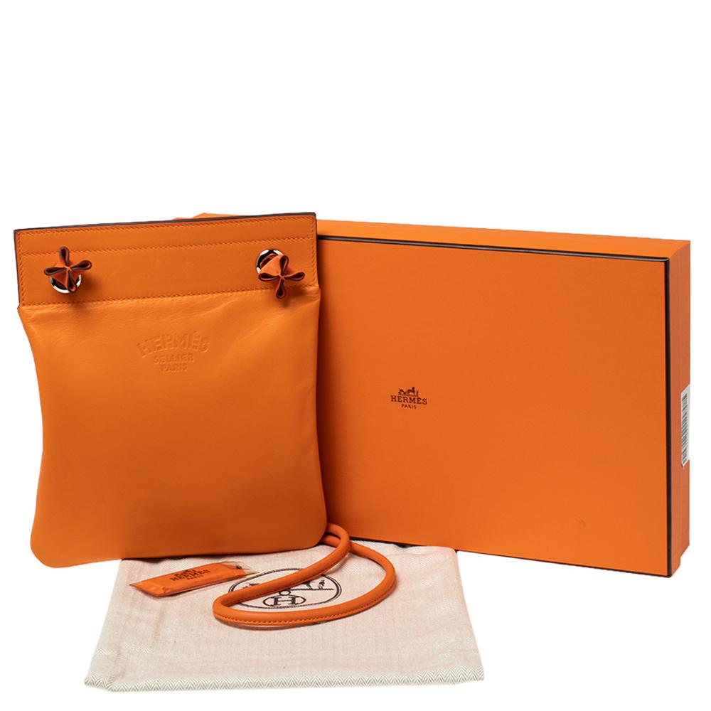 Hermes Orange Milo and Swift Leather Aline Mini Bag 7