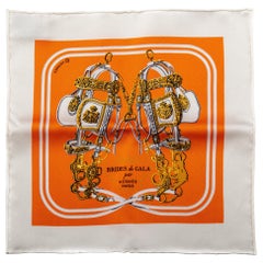 Hermès Orange Mini Silk Pochette Brides Scarf