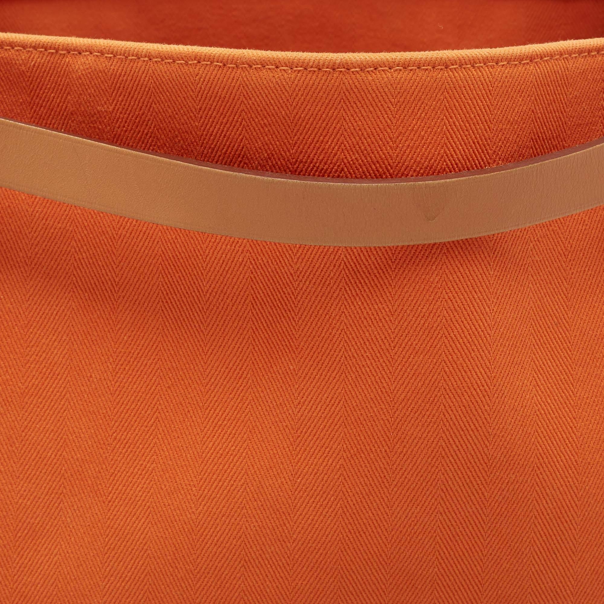 Hermes Orange/Natural Canvas and Leather Cabalicol Bag 9