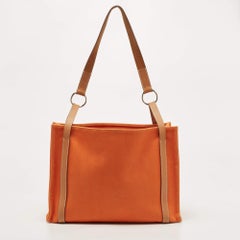 Hermes Orange/Natural Canvas and Leather Cabalicol Bag